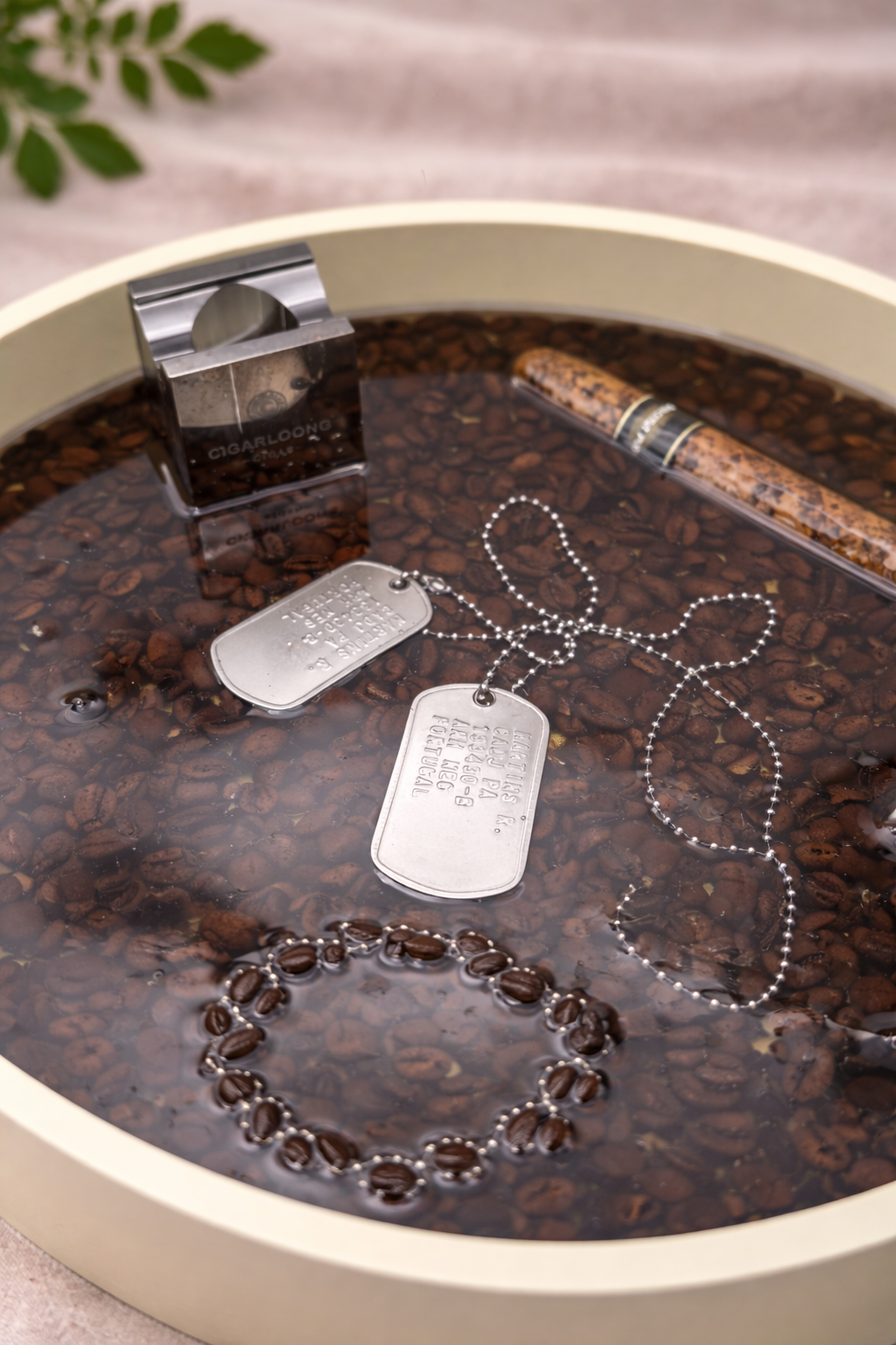 Side view of bespoke personalised resin tray showing high-gloss deep-pour epoxy finish, handmade in Lancashire UK