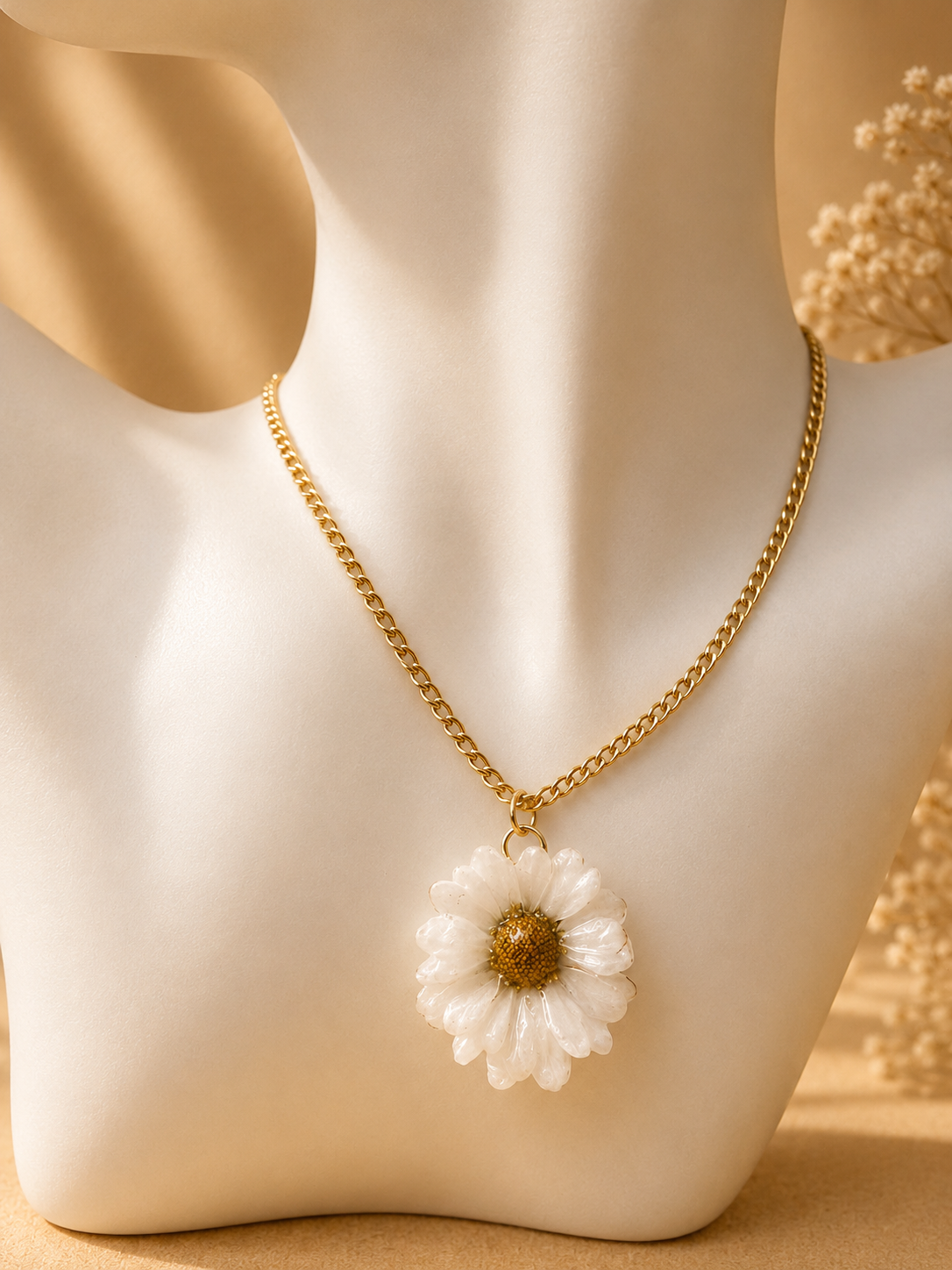 Real Daisy Resin Jewellery Set | Necklace & Earrings Gift UK
