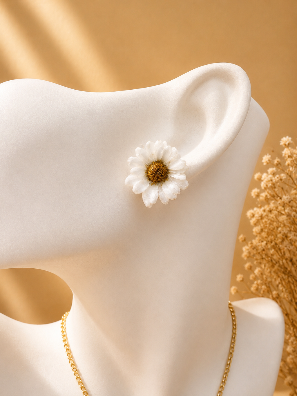 Real Daisy Resin Jewellery Set | Necklace & Earrings Gift UK