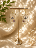 Pressed Wildflower Resin Drop Earrings | 14k Gold Frame | Handmade UK