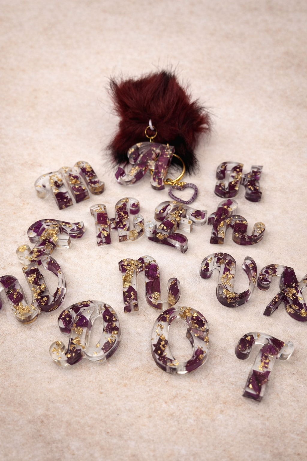 Personalised handmade resin keyring with real dried flowers, presented in gift packaging by Held Forever Studio