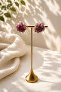 Pressed flower cluster stud earring worn, 24k gold-plated finish on 925 sterling silver base