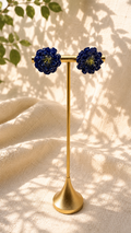 Blue Flower Cluster Stud Earrings | 24K Gold Plated | UK